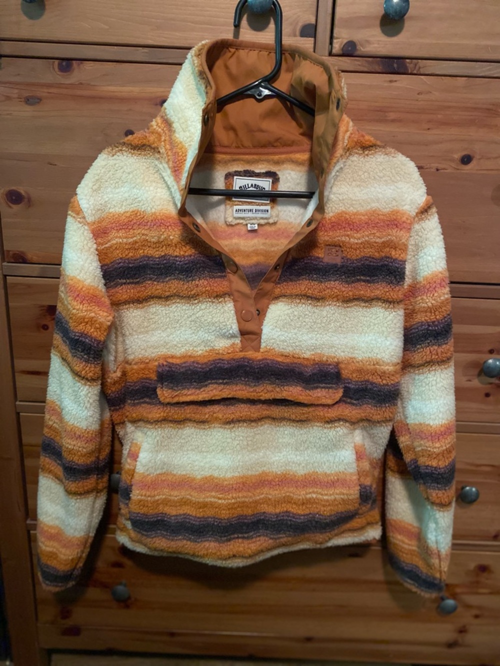 Billabong Adventure division Sherpa Cream, Orange & Brown Striped.
